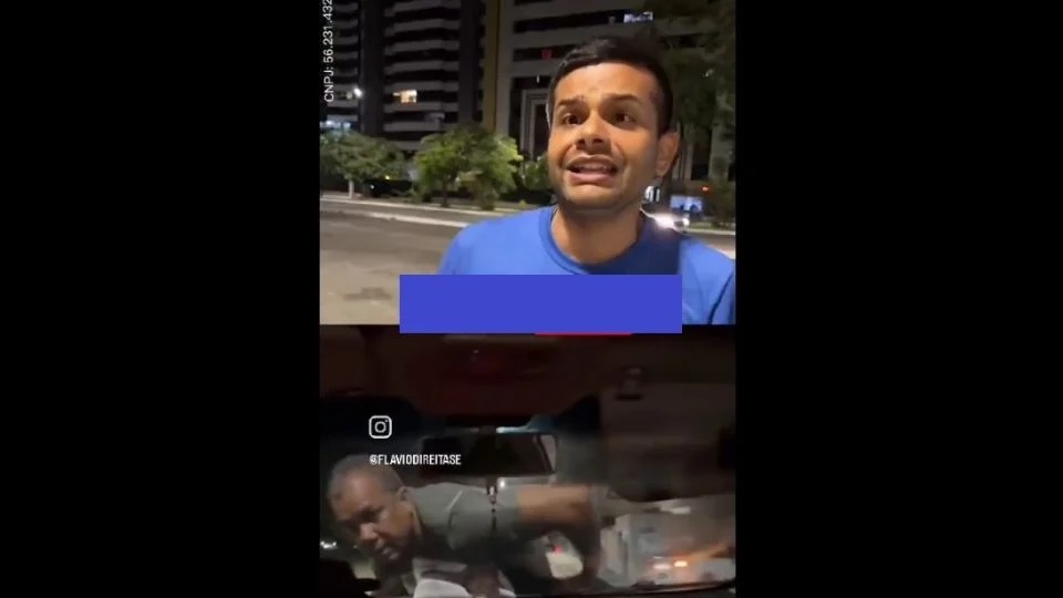O vídeo choca, pelos apelos do atropelado e a frieza do atropelador. - Foto capturadada do vídeo